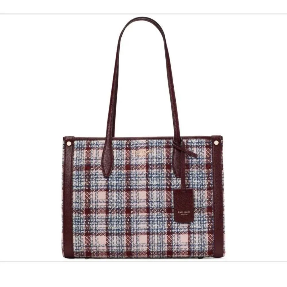 🆕 Kate Spade New York Market Tweed Fabric Medium Tote (Dark Merlot Multi) Tote
